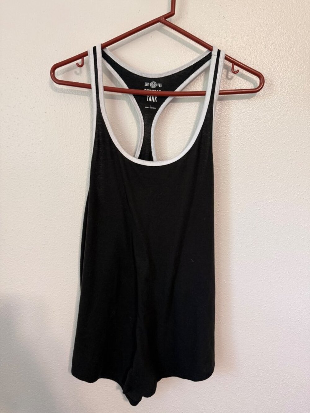 SO Perfect Tank Black with White Trim Racer Back Womans L